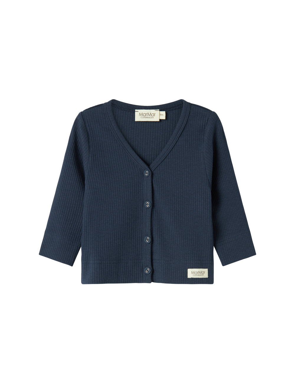 Marineblå ribbet strikket cardigan til børn