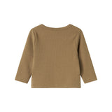 Brun ribstrikket cardigan til børn