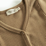 Brun ribstrikket cardigan med knapper til børn