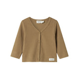 Brun ribstrikket cardigan med knapper til børn