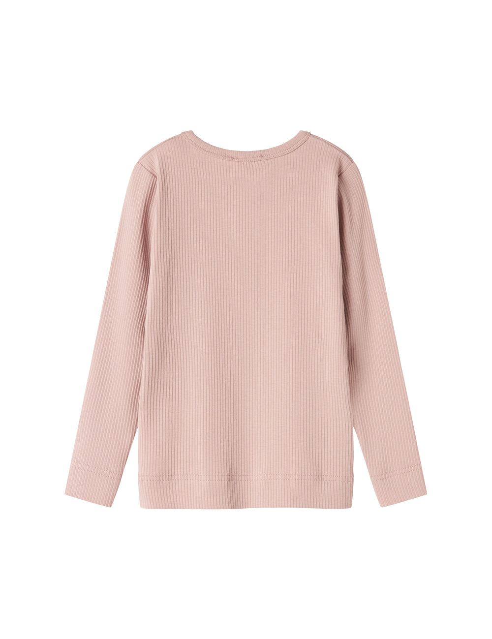 Lyserød ribstrikket langærmet t-shirt til børn