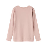 Lyserød ribstrikket langærmet t-shirt til børn