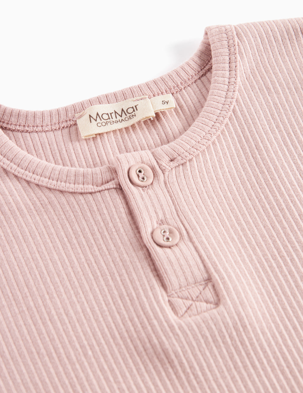 Lyserød ribstrikket langærmet t-shirt med knapper til børn