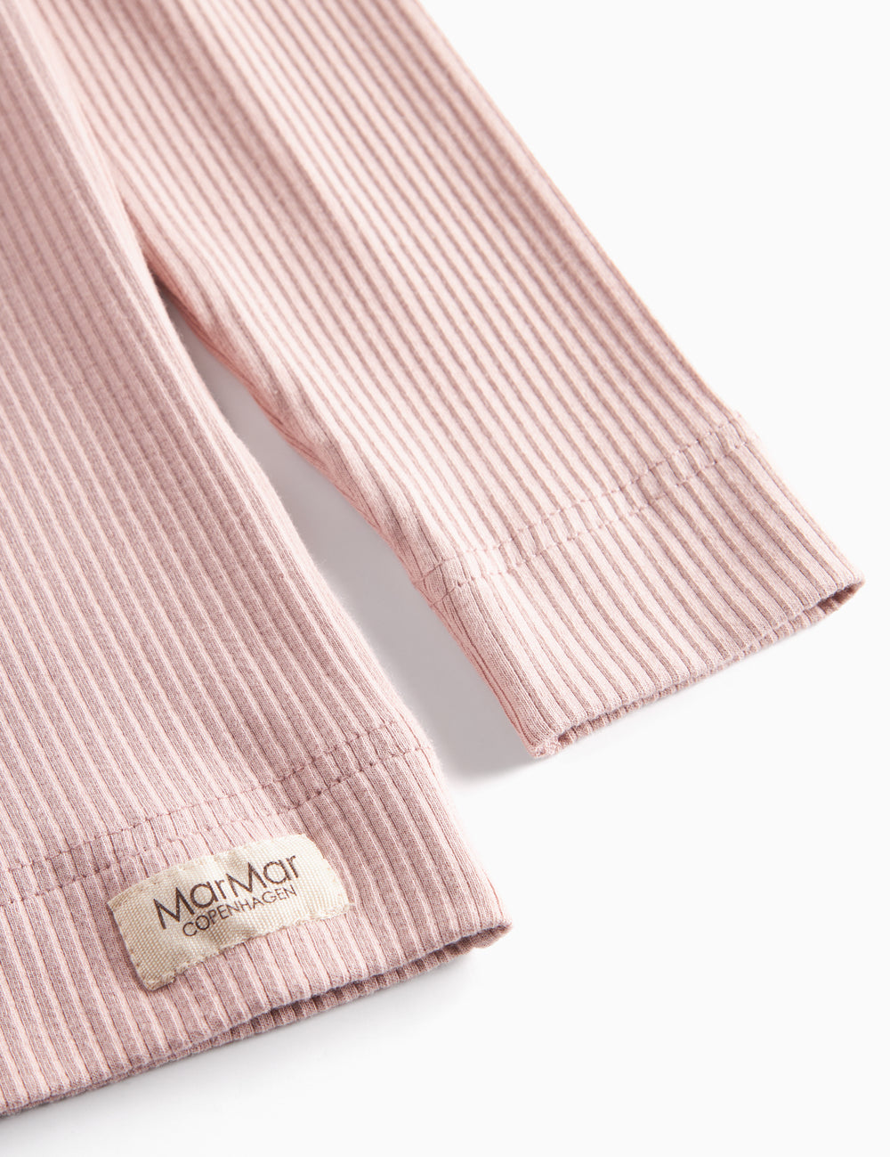 Lyserød ribstrikket langærmet t-shirt til børn