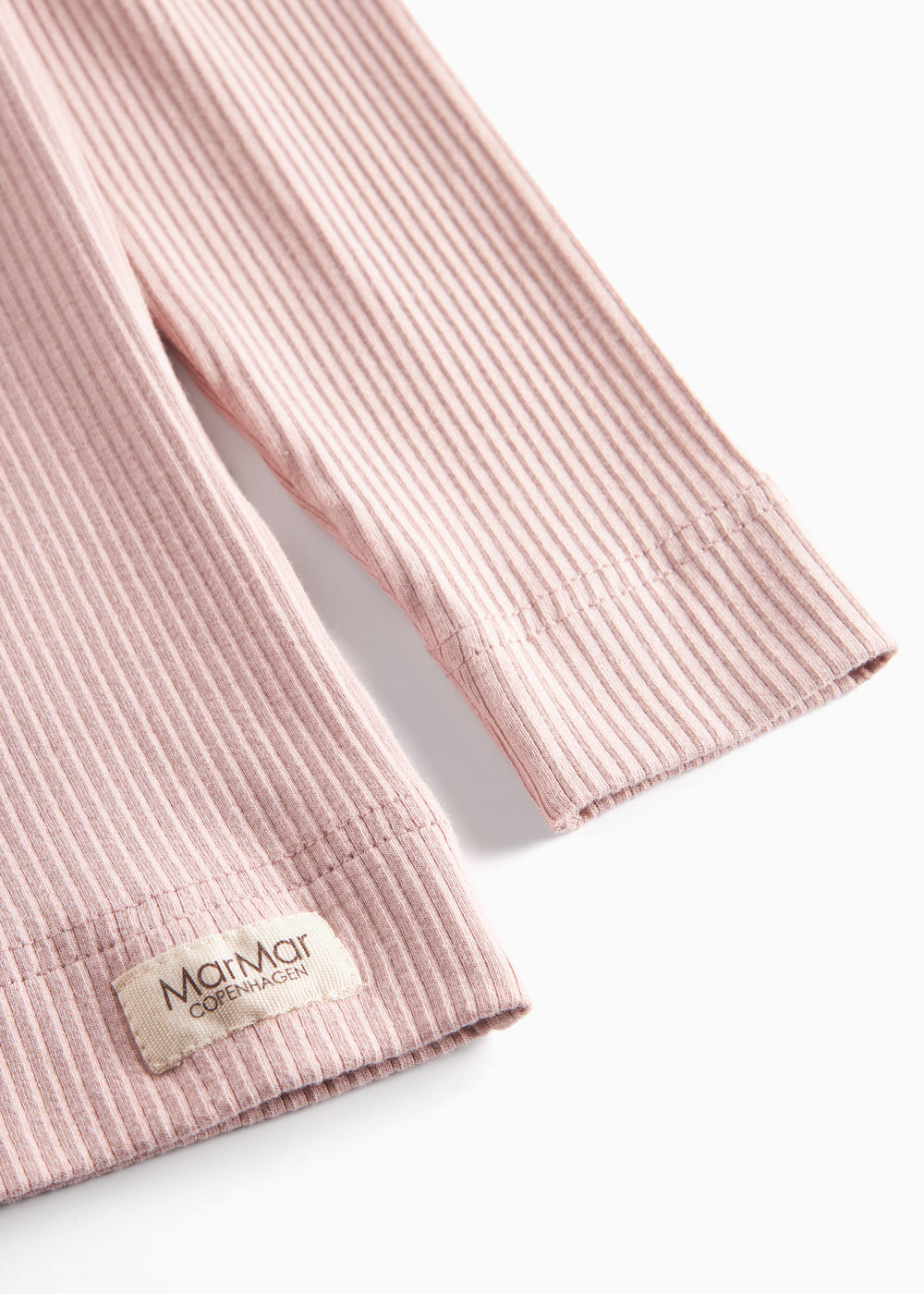 Lyserød ribstrikket langærmet t-shirt til børn