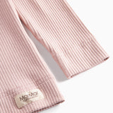Lyserød ribstrikket langærmet t-shirt til børn