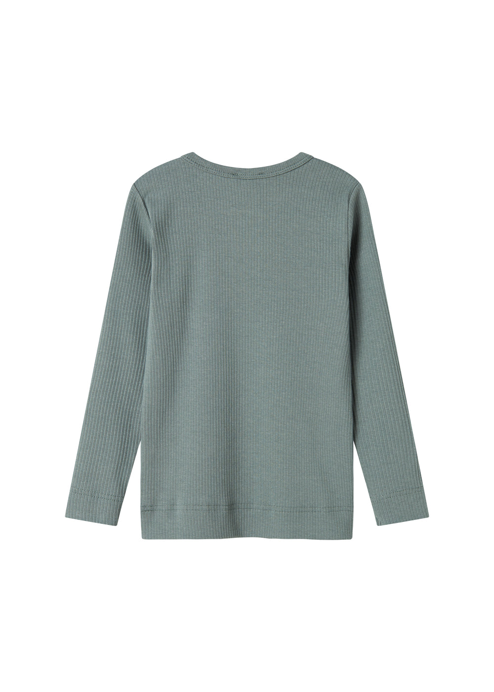 Grøn ribstrikket langærmet t-shirt med knapper til børn