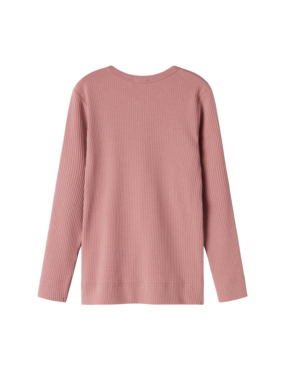 Lyserød ribstrikket langærmet t-shirt med knapper til børn