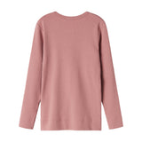 Lyserød ribstrikket langærmet t-shirt med knapper til børn