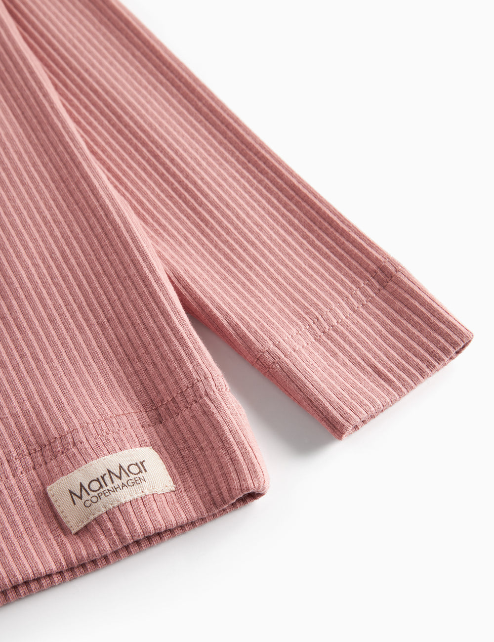 Lyserød ribstrikket langærmet t-shirt med knapper til børn