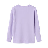 Lys lilla ribstrikket langærmet t-shirt til børn