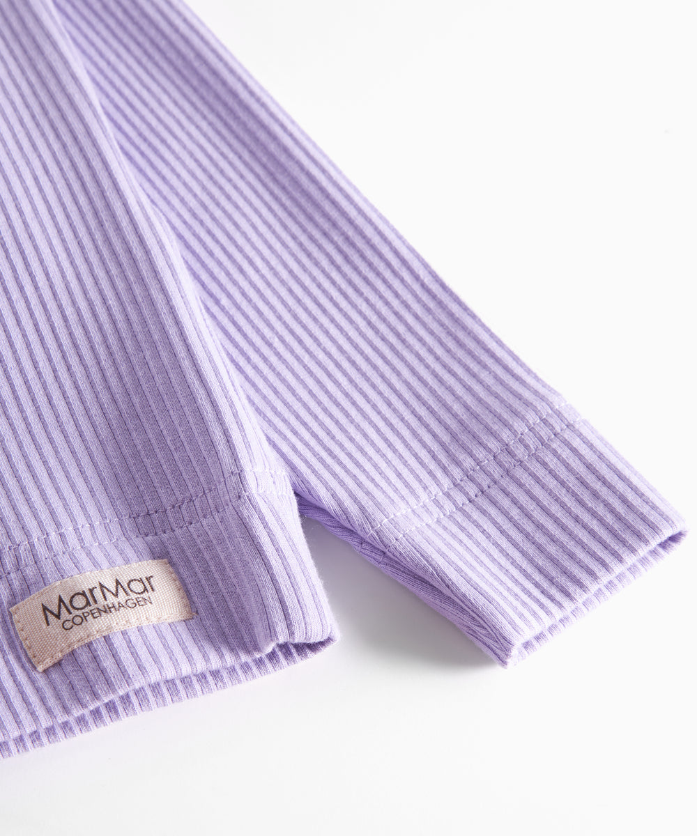 Lys lilla ribstrikket langærmet t-shirt til børn