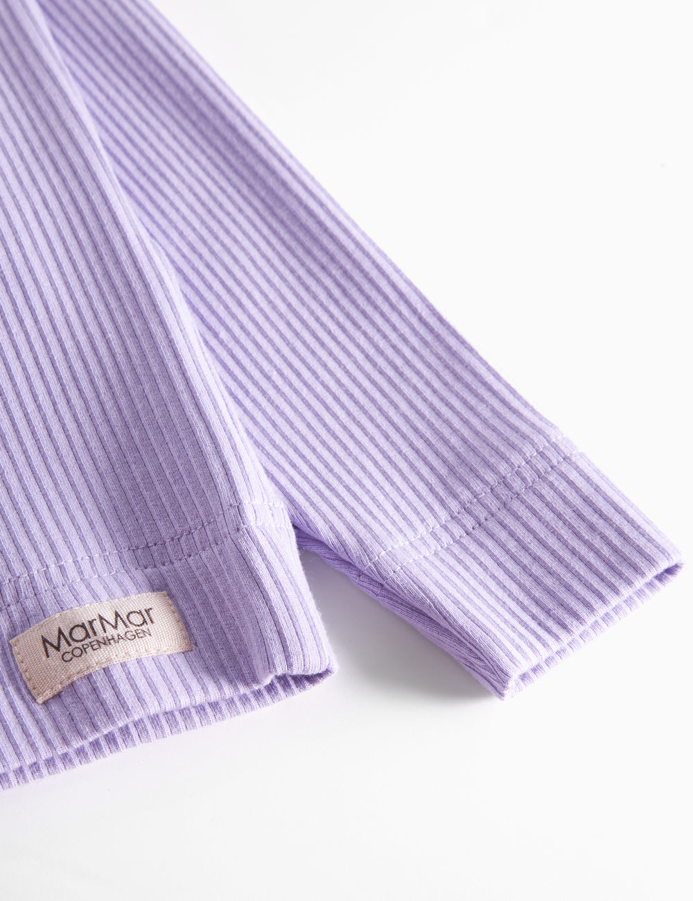 Lys lilla ribstrikket langærmet t-shirt til børn