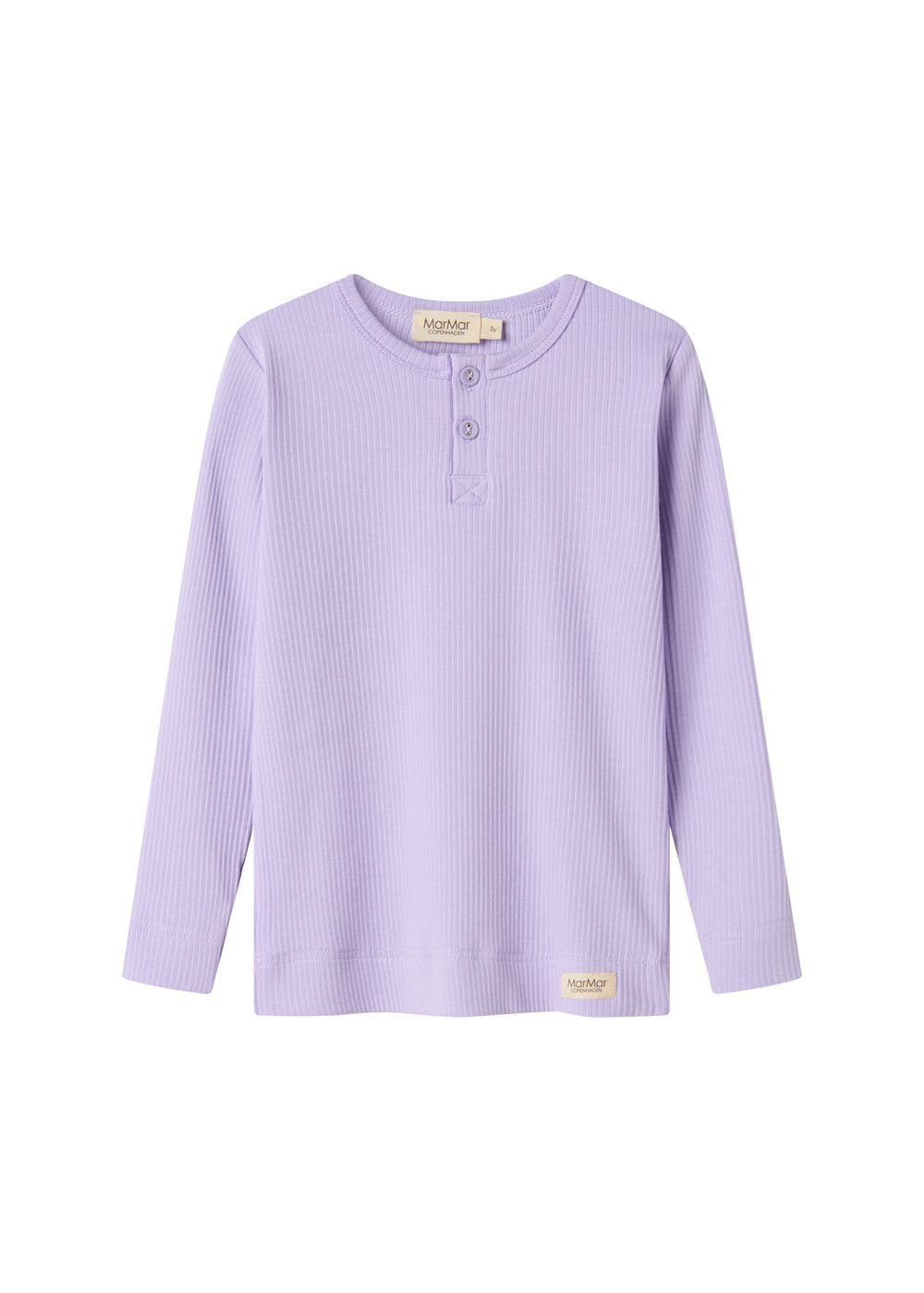 Lys lilla ribstrikket langærmet t-shirt med knapper til børn
