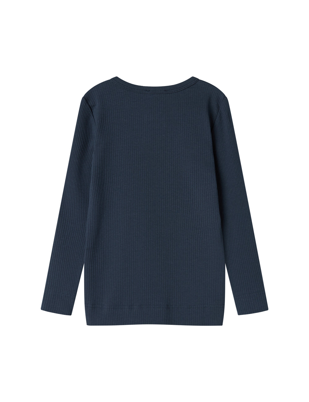 Blå ribstrikket langærmet t-shirt til børn