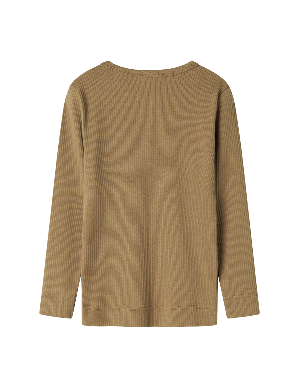 Brun ribstrikket langærmet t-shirt til børn