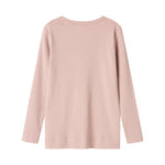 Långærmet rosa ribstrikket t-shirt til børn