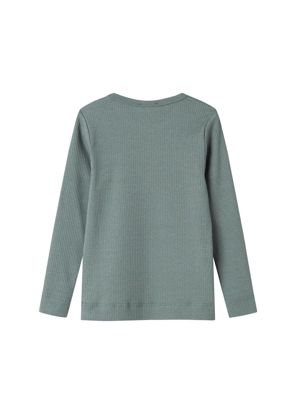 Grøn ribstrikket langærmet t-shirt til børn
