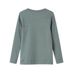 Grøn ribstrikket langærmet t-shirt til børn