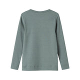 Grøn ribstrikket langærmet t-shirt til børn