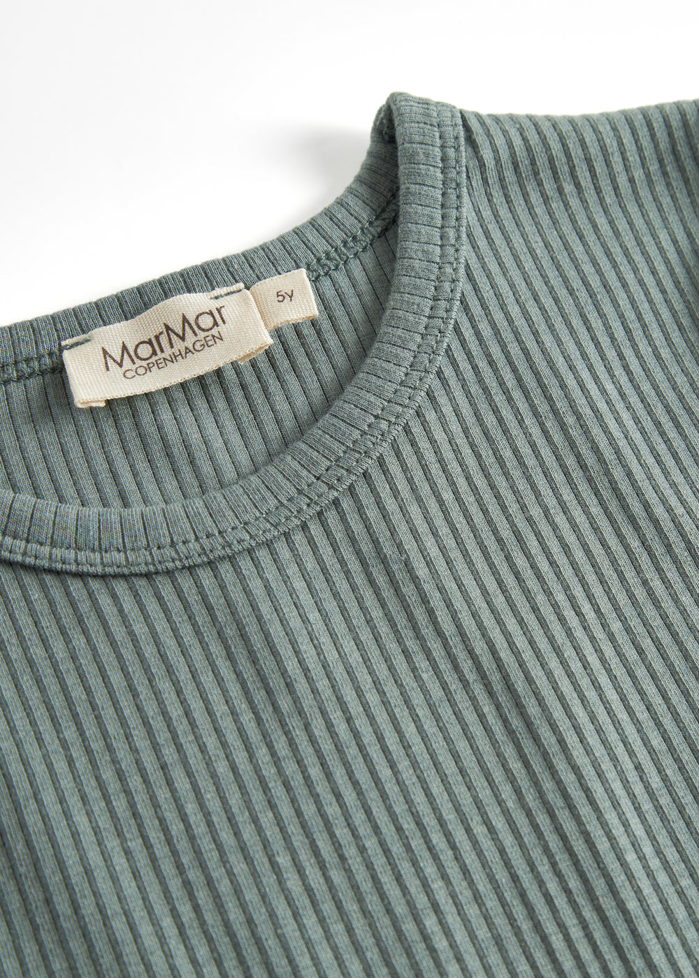 Grøn ribstrikket langærmet t-shirt til børn