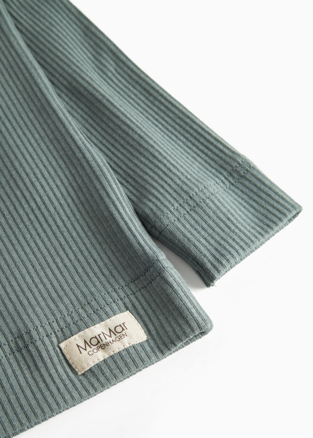 Grøn ribstrikket langærmet t-shirt til børn