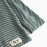 Grøn ribstrikket langærmet t-shirt til børn