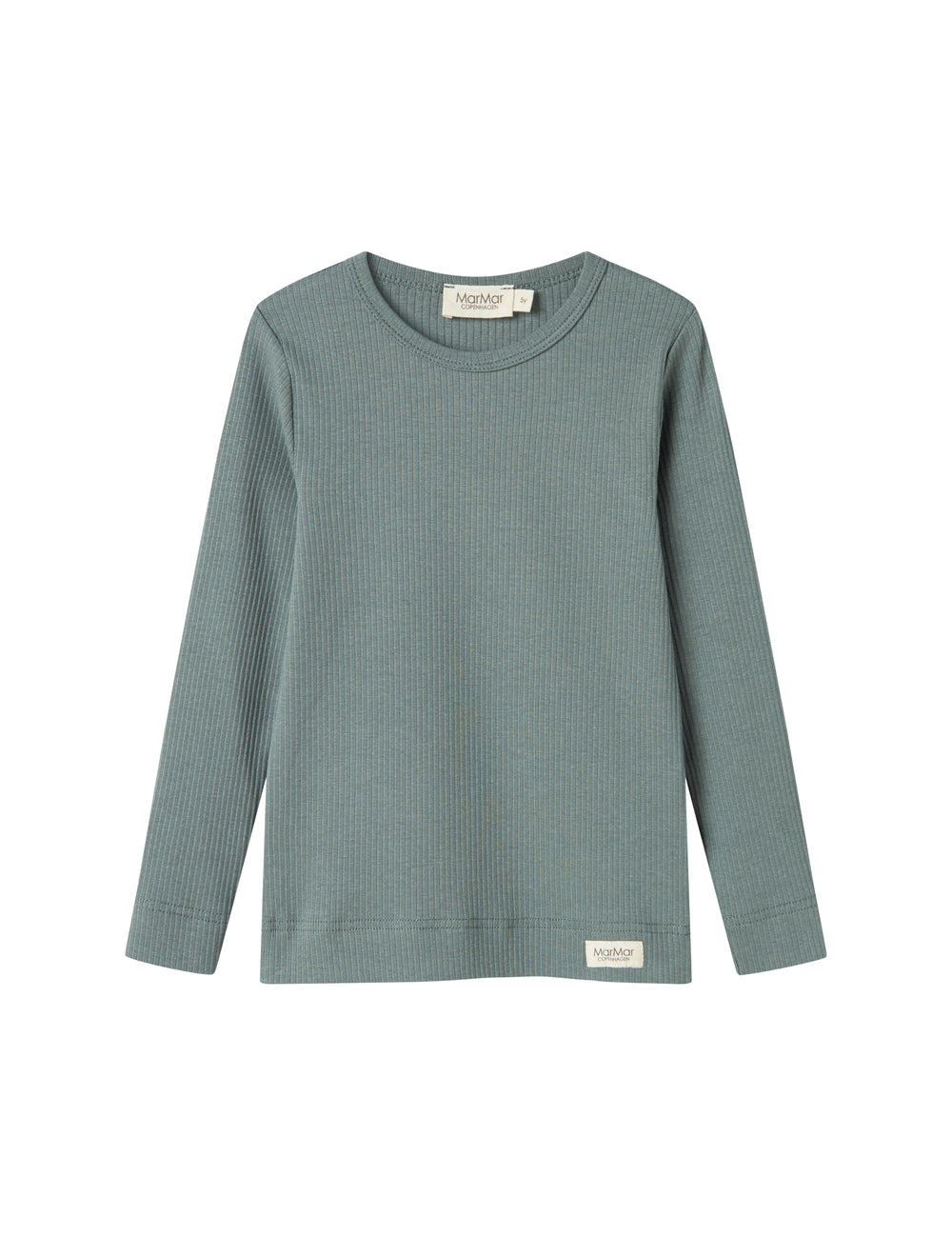 Grøn ribstrikket langærmet t-shirt til børn