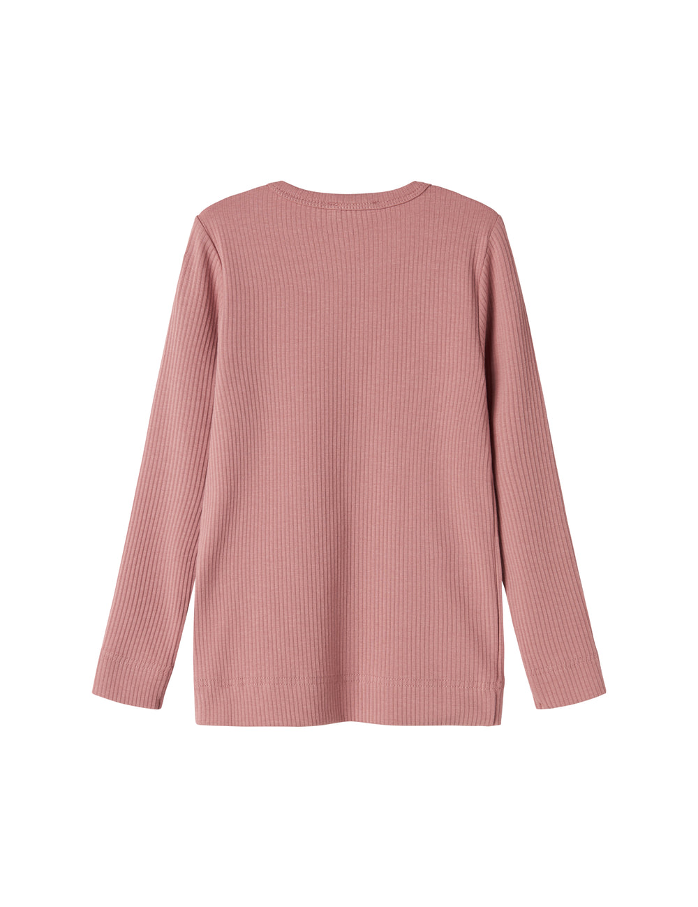 Lyserød ribstrikket langærmet t-shirt til børn