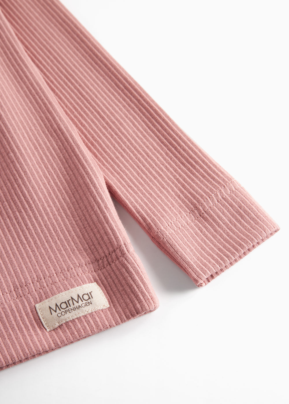 Lyserød ribstrikket langærmet t-shirt til børn