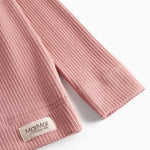Lyserød ribstrikket langærmet t-shirt til børn