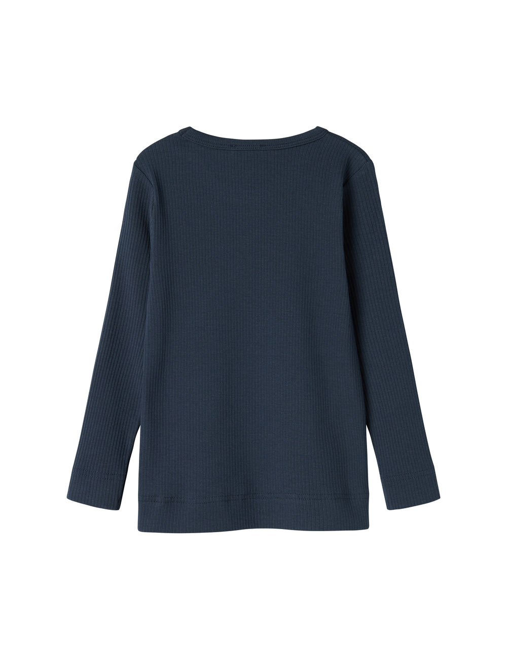 Navyblå ribstrikket t-shirt med rund hals til børn