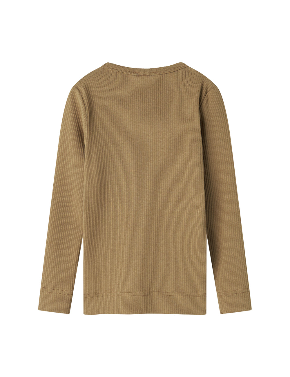 Brunmeleret ribstrikket t-shirt med rund hals til børn