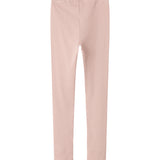 Lyserøde leggings til børn i ribstrikket materiale