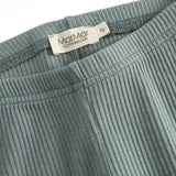 Grønne ribstrikkede leggings til børn