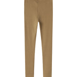 Brune ribstrikkede leggings til børn