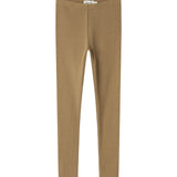 Brune ribstrikkede leggings til børn