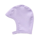 Ribstrikket lyselilla hue med spænde til børn