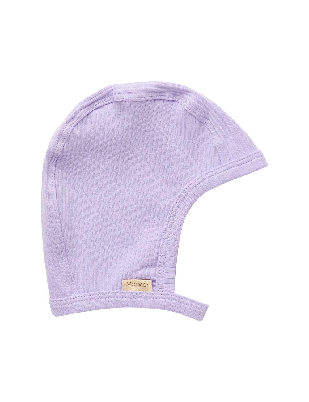 Ribstrikket lyselilla hue med spænde til børn