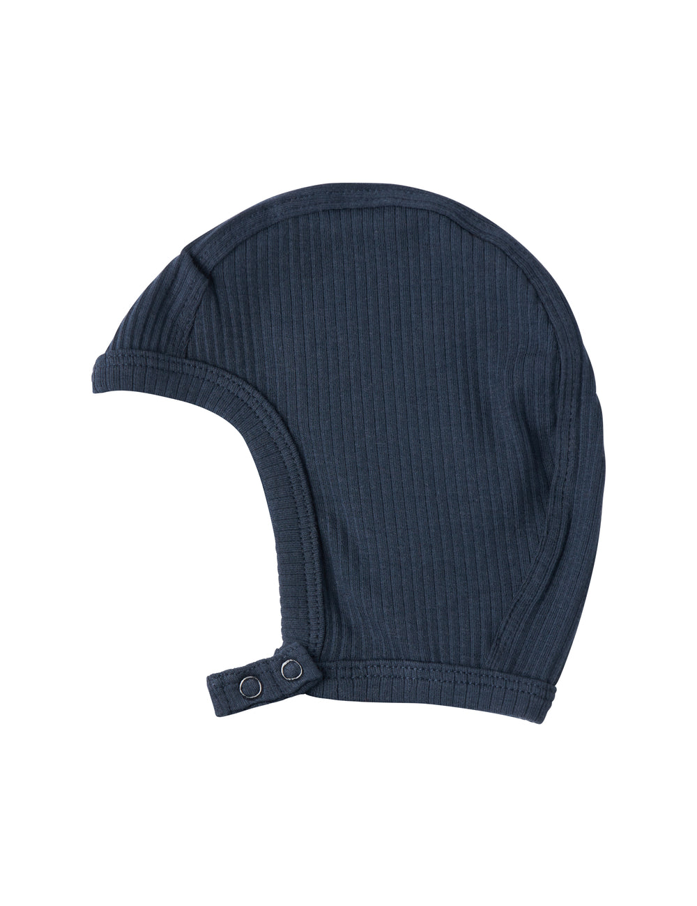 Ribstrikket marineblå hue med spænde til børn