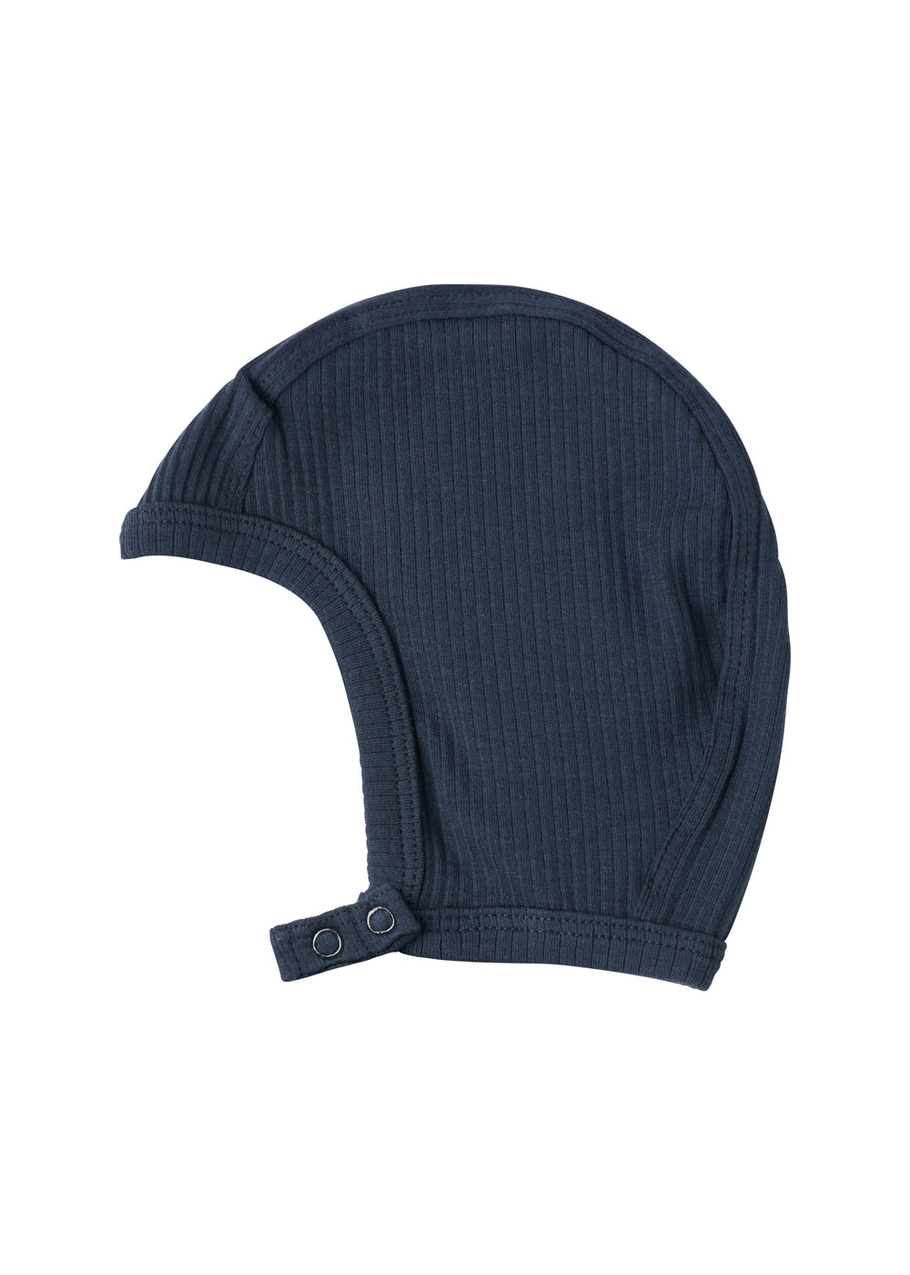Ribstrikket marineblå hue med spænde til børn