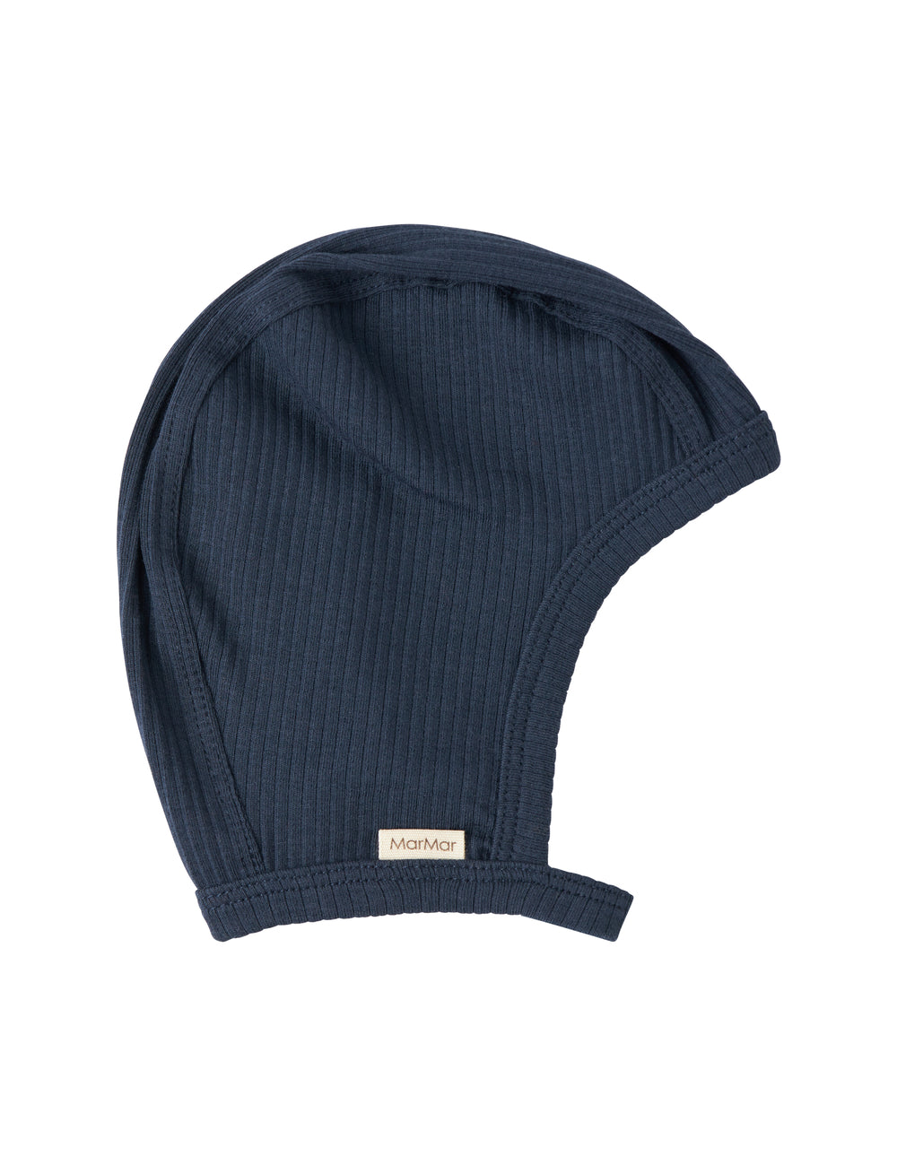 Ribstrikket marineblå hue med spænde til børn