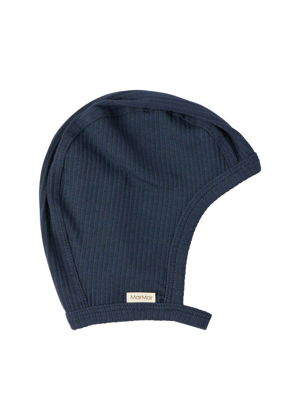 Ribstrikket marineblå hue med spænde til børn