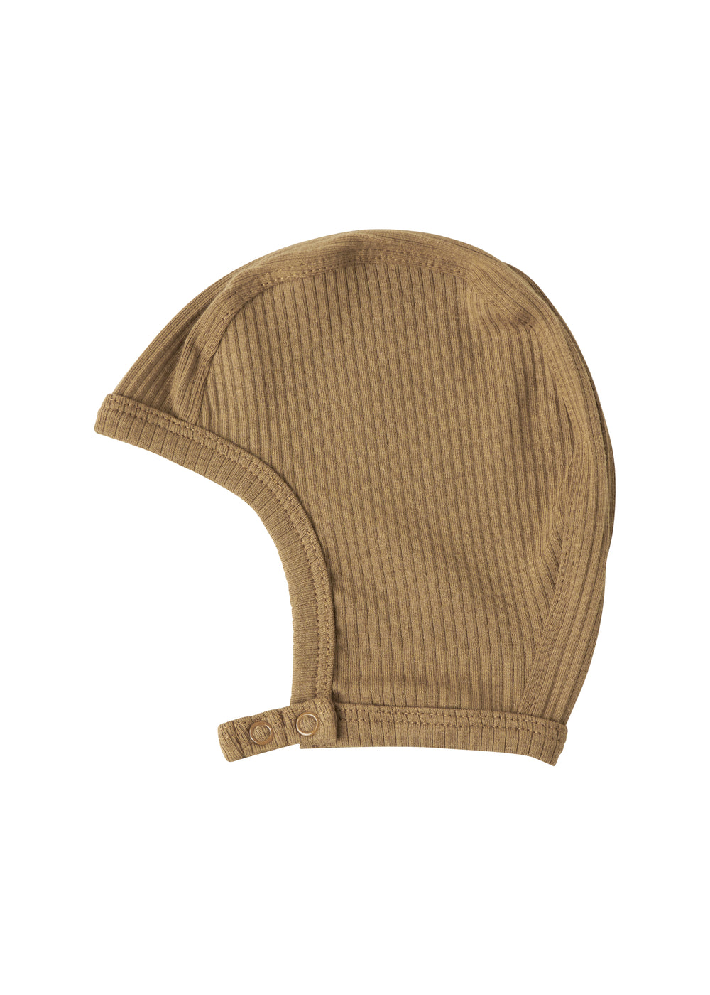 Ribstrikket brun hue til børn