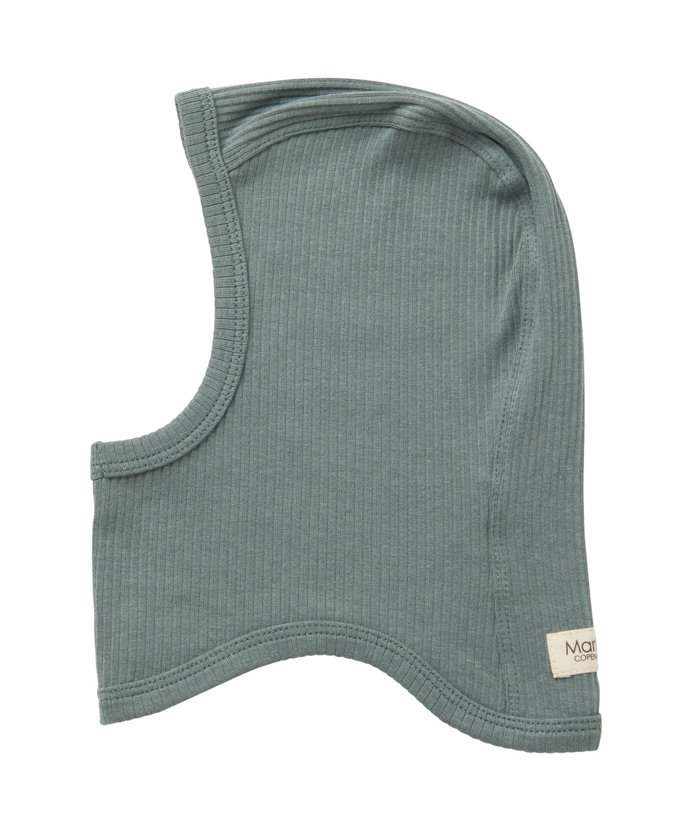 Grøn ribstrikket elefanthue til børn