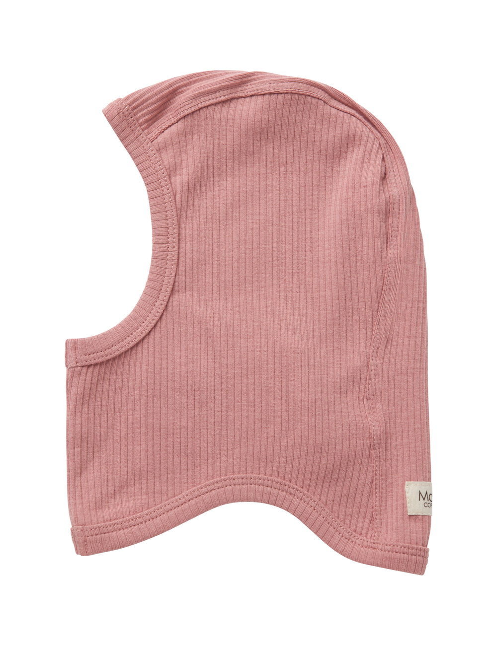 Lyserød ribstrikket elefanthue til børn