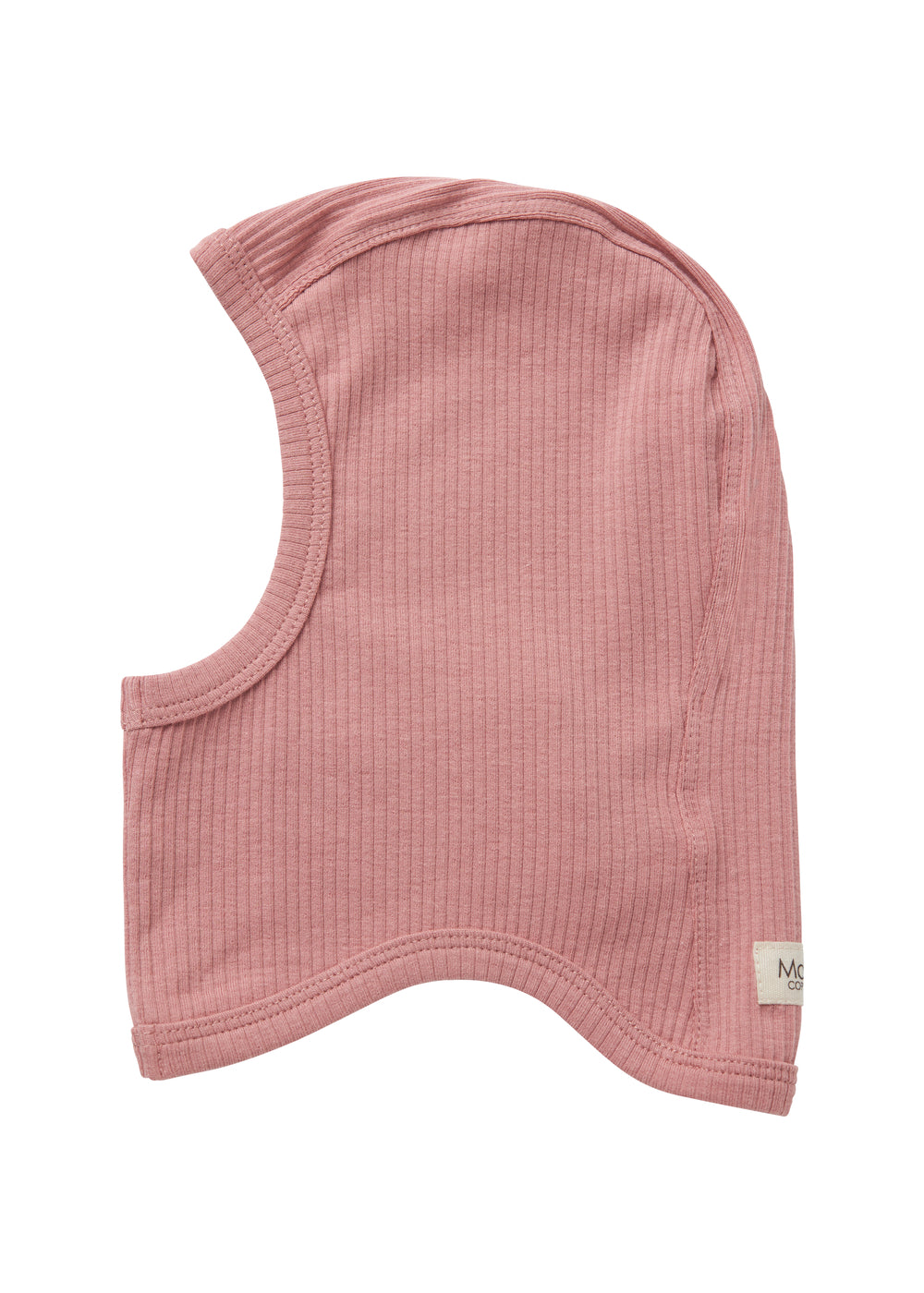 Lyserød ribstrikket elefanthue til børn