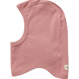 Lyserød ribstrikket elefanthue til børn