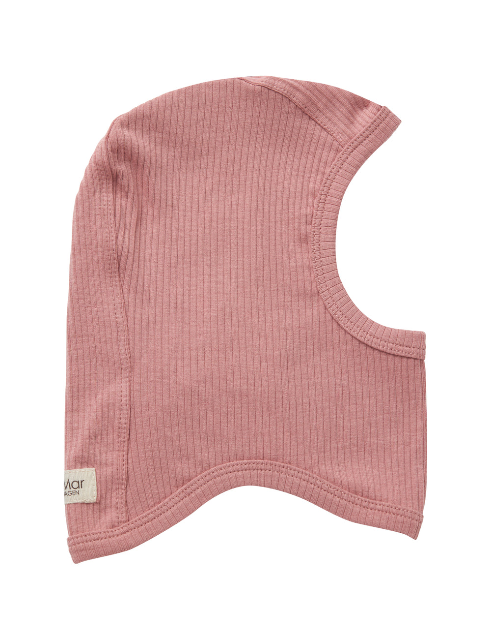 Lyserød ribstrikket elefanthue til børn