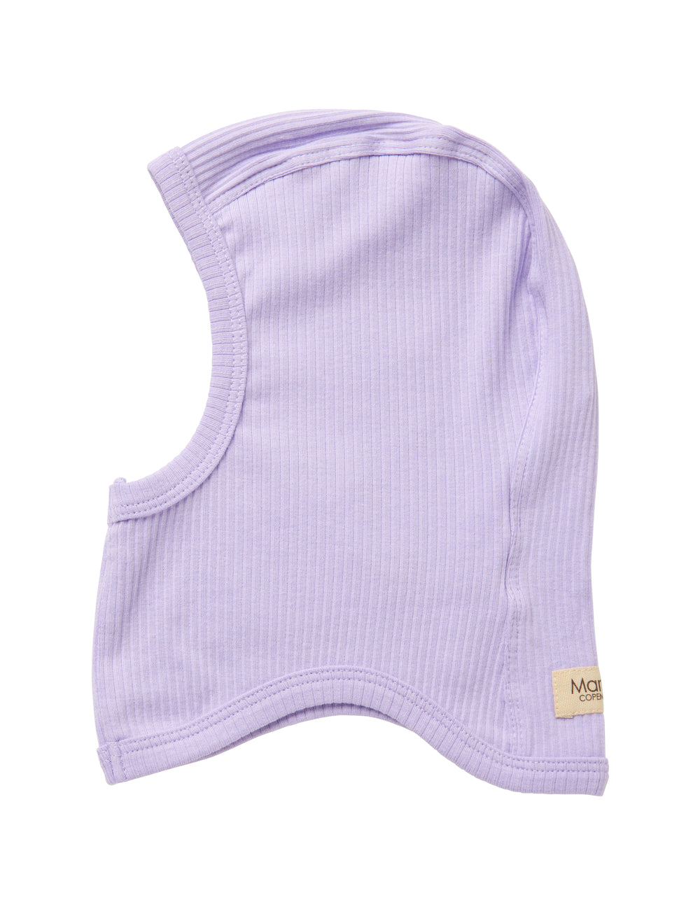 Ribstrikket elefanthue i lys lilla til børn